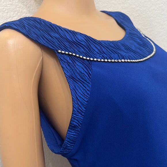 Le Bos Sz 12P Dress & Jacket Set Royal Blue Diamond Accent Scoop Neck Sleeveless - Picture 8 of 13